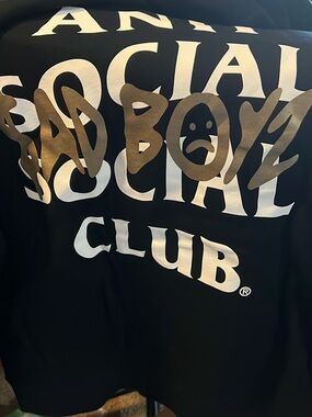 Anti Social Social Club Black Sweatshirt with White and Gold Print